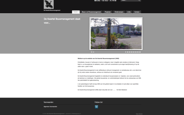 De Kwartel Bouwmanagement - WebdesignPlus 2012